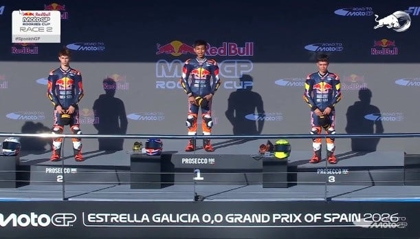 Pembalap Indonesia Kiandra Ramadhipa Juara MotoGP Rookies Cup 2026 di Spanyol