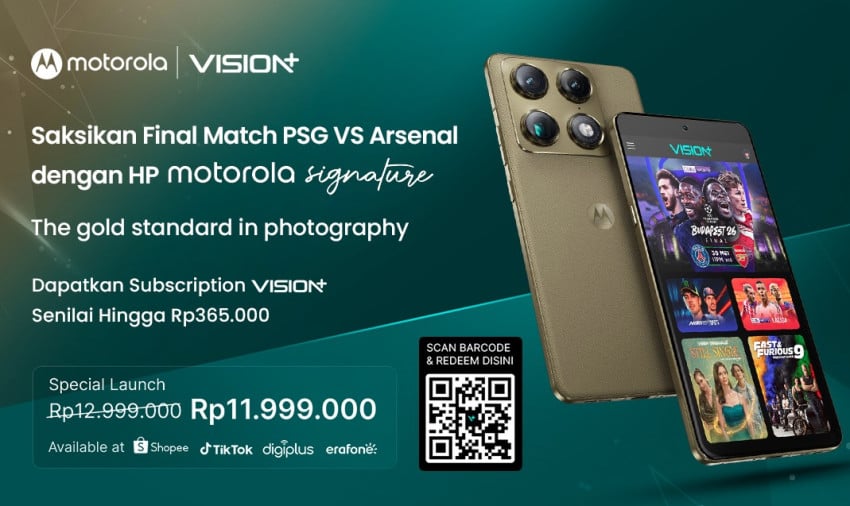 Final PSG vs Arsenal Makin Seru! Streaming UCL di VISION+ dengan Motorola Signature